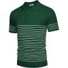 imageCOOFANDY Mens Knit Polo Shirts Short Sleeve Striped Golf Polo Shirts Lightweight Casual Collared T ShirtGreen White Stripes