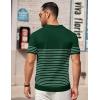 imageCOOFANDY Mens Knit Polo Shirts Short Sleeve Striped Golf Polo Shirts Lightweight Casual Collared T ShirtGreen White Stripes