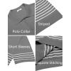 imageCOOFANDY Mens Knit Polo Shirts Short Sleeve Striped Golf Polo Shirts Lightweight Casual Collared T ShirtGrey White Stripes