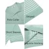 imageCOOFANDY Mens Knit Polo Shirts Short Sleeve Striped Golf Polo Shirts Lightweight Casual Collared T ShirtIce Green White Stripes