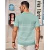 imageCOOFANDY Mens Knit Polo Shirts Short Sleeve Striped Golf Polo Shirts Lightweight Casual Collared T ShirtIce Green White Stripes