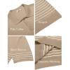 imageCOOFANDY Mens Knit Polo Shirts Short Sleeve Striped Golf Polo Shirts Lightweight Casual Collared T ShirtKhaki Beige Stripes