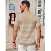 imageCOOFANDY Mens Knit Polo Shirts Short Sleeve Striped Golf Polo Shirts Lightweight Casual Collared T ShirtKhaki Beige Stripes