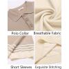 imageCOOFANDY Mens Knit Polo Shirts Short Sleeve Striped Golf Polo Shirts Lightweight Casual Collared T ShirtKhaki and Beige