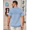 imageCOOFANDY Mens Knit Polo Shirts Short Sleeve Striped Golf Polo Shirts Lightweight Casual Collared T ShirtLight Blue White Stripes