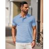 imageCOOFANDY Mens Knit Polo Shirts Short Sleeve Striped Golf Polo Shirts Lightweight Casual Collared T ShirtLight Blue White Stripes