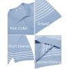 imageCOOFANDY Mens Knit Polo Shirts Short Sleeve Striped Golf Polo Shirts Lightweight Casual Collared T ShirtLight Blue White Stripes