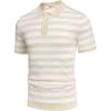 imageCOOFANDY Mens Knit Polo Shirts Short Sleeve Striped Golf Polo Shirts Lightweight Casual Collared T ShirtLight Khaki Stripes