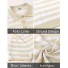 imageCOOFANDY Mens Knit Polo Shirts Short Sleeve Striped Golf Polo Shirts Lightweight Casual Collared T ShirtLight Khaki Stripes