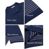 imageCOOFANDY Mens Knit Polo Shirts Short Sleeve Striped Golf Polo Shirts Lightweight Casual Collared T ShirtNavy Blue Grey Stripes