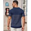 imageCOOFANDY Mens Knit Polo Shirts Short Sleeve Striped Golf Polo Shirts Lightweight Casual Collared T ShirtNavy Blue Grey Stripes