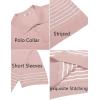 imageCOOFANDY Mens Knit Polo Shirts Short Sleeve Striped Golf Polo Shirts Lightweight Casual Collared T ShirtPink White Stripes