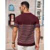 imageCOOFANDY Mens Knit Polo Shirts Short Sleeve Striped Golf Polo Shirts Lightweight Casual Collared T ShirtWine Red White Stripes