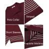 imageCOOFANDY Mens Knit Polo Shirts Short Sleeve Striped Golf Polo Shirts Lightweight Casual Collared T ShirtWine Red White Stripes