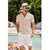 imageCOOFANDY Mens Knit Shirts Short Sleeve Button Down Polo Shirt Crochet Casual Vintage Summer Beach ShirtsApricot
