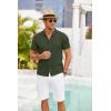 imageCOOFANDY Mens Knit Shirts Short Sleeve Button Down Polo Shirt Crochet Casual Vintage Summer Beach ShirtsArmy Green