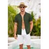 imageCOOFANDY Mens Knit Shirts Short Sleeve Button Down Polo Shirt Crochet Casual Vintage Summer Beach ShirtsArmy Green