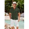 imageCOOFANDY Mens Knit Shirts Short Sleeve Button Down Polo Shirt Crochet Casual Vintage Summer Beach ShirtsArmy Green