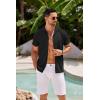 imageCOOFANDY Mens Knit Shirts Short Sleeve Button Down Polo Shirt Crochet Casual Vintage Summer Beach ShirtsBlack