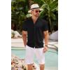imageCOOFANDY Mens Knit Shirts Short Sleeve Button Down Polo Shirt Crochet Casual Vintage Summer Beach ShirtsBlack