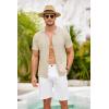 imageCOOFANDY Mens Knit Shirts Short Sleeve Button Down Polo Shirt Crochet Casual Vintage Summer Beach ShirtsCream