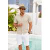 imageCOOFANDY Mens Knit Shirts Short Sleeve Button Down Polo Shirt Crochet Casual Vintage Summer Beach ShirtsCream