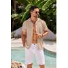 imageCOOFANDY Mens Knit Shirts Short Sleeve Button Down Polo Shirt Crochet Casual Vintage Summer Beach ShirtsKhaki