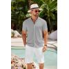 imageCOOFANDY Mens Knit Shirts Short Sleeve Button Down Polo Shirt Crochet Casual Vintage Summer Beach ShirtsLight Gray