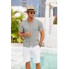 imageCOOFANDY Mens Knit Shirts Short Sleeve Button Down Polo Shirt Crochet Casual Vintage Summer Beach ShirtsLight Gray