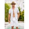 imageCOOFANDY Mens Knit Shirts Short Sleeve Button Down Polo Shirt Crochet Casual Vintage Summer Beach ShirtsWhite