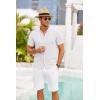 imageCOOFANDY Mens Knit Shirts Short Sleeve Button Down Polo Shirt Crochet Casual Vintage Summer Beach ShirtsWhite