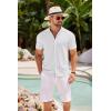 imageCOOFANDY Mens Knit Shirts Short Sleeve Button Down Polo Shirt Crochet Casual Vintage Summer Beach ShirtsWhite