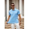 imageCOOFANDY Mens Polo Shirt Golf Dry Fit Performance Short Sleeve Moisture Wicking Athletic Polo Collared Tennis TShirtLight Blue