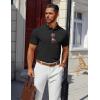 imageCOOFANDY Mens Polo Shirts 100 Cotton Heavyweight Short Sleeve Button Golf Shirts Classic Pullover Ribbed Collar and CuffsBlack