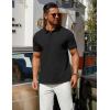 imageCOOFANDY Mens Polo Shirts 100 Cotton Heavyweight Short Sleeve Button Golf Shirts Classic Pullover Ribbed Collar and CuffsBlack