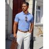 imageCOOFANDY Mens Polo Shirts 100 Cotton Heavyweight Short Sleeve Button Golf Shirts Classic Pullover Ribbed Collar and CuffsClear Blue