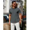 imageCOOFANDY Mens Polo Shirts 100 Cotton Heavyweight Short Sleeve Button Golf Shirts Classic Pullover Ribbed Collar and CuffsDark Grey Green