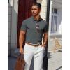 imageCOOFANDY Mens Polo Shirts 100 Cotton Heavyweight Short Sleeve Button Golf Shirts Classic Pullover Ribbed Collar and CuffsDark Grey Green