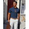 imageCOOFANDY Mens Polo Shirts 100 Cotton Heavyweight Short Sleeve Button Golf Shirts Classic Pullover Ribbed Collar and CuffsDark Navy