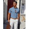 imageCOOFANDY Mens Polo Shirts 100 Cotton Heavyweight Short Sleeve Button Golf Shirts Classic Pullover Ribbed Collar and CuffsGrey Blue