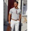 imageCOOFANDY Mens Polo Shirts 100 Cotton Heavyweight Short Sleeve Button Golf Shirts Classic Pullover Ribbed Collar and CuffsLight Grey