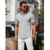 imageCOOFANDY Mens Polo Shirts 100 Cotton Heavyweight Short Sleeve Button Golf Shirts Classic Pullover Ribbed Collar and CuffsLight Grey