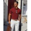 imageCOOFANDY Mens Polo Shirts 100 Cotton Heavyweight Short Sleeve Button Golf Shirts Classic Pullover Ribbed Collar and CuffsWine Red