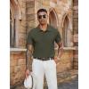 imageCOOFANDY Mens Polo Shirts Short Sleeve Classic Fit Golf Shirts Casual Solid Waffle Collared T ShirtArmy Green