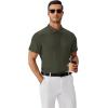 imageCOOFANDY Mens Polo Shirts Short Sleeve Classic Fit Golf Shirts Casual Solid Waffle Collared T ShirtArmy Green
