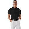 imageCOOFANDY Mens Polo Shirts Short Sleeve Classic Fit Golf Shirts Casual Solid Waffle Collared T ShirtBlack