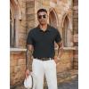 imageCOOFANDY Mens Polo Shirts Short Sleeve Classic Fit Golf Shirts Casual Solid Waffle Collared T ShirtDark Gray