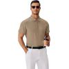 imageCOOFANDY Mens Polo Shirts Short Sleeve Classic Fit Golf Shirts Casual Solid Waffle Collared T ShirtKhaki