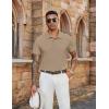 imageCOOFANDY Mens Polo Shirts Short Sleeve Classic Fit Golf Shirts Casual Solid Waffle Collared T ShirtKhaki