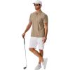 imageCOOFANDY Mens Polo Shirts Short Sleeve Classic Fit Golf Shirts Casual Solid Waffle Collared T ShirtKhaki